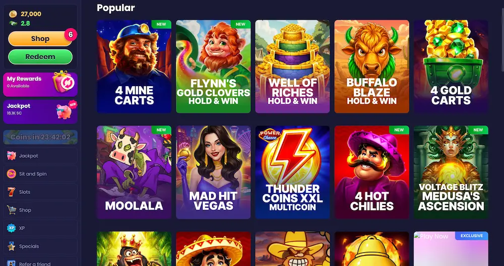 Spree Casino Popular Games